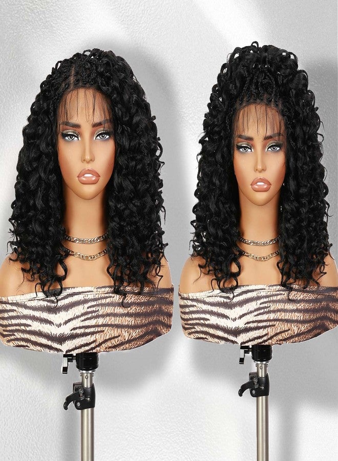 Fancy Hair Full Lace Gogo Curly Braid Wig Double Full Lace Curly Wavy Braided Bob Wig with Baby Hair Pre Plucked Knotless Squrare Part Curly Wig for Black Women - Image 5